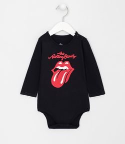 Body Infantil Manga Longa Estampa Rolling Stones - Tam 3 a 18 meses