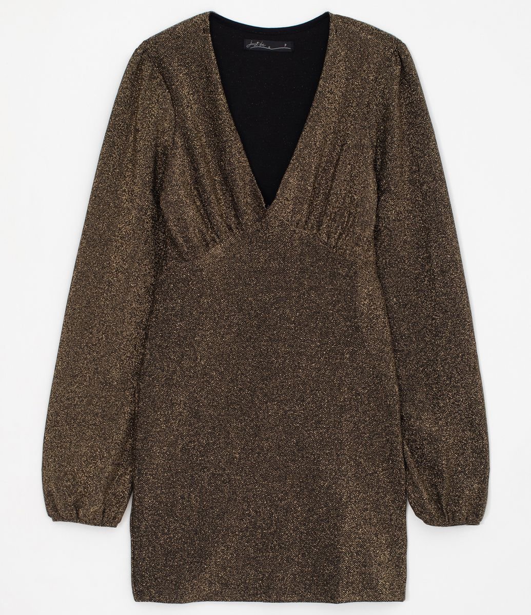 vestido metalizado renner