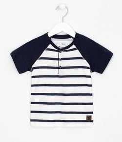 Camiseta Infantil com Listras e Botões - Tam 1 a 5 anos