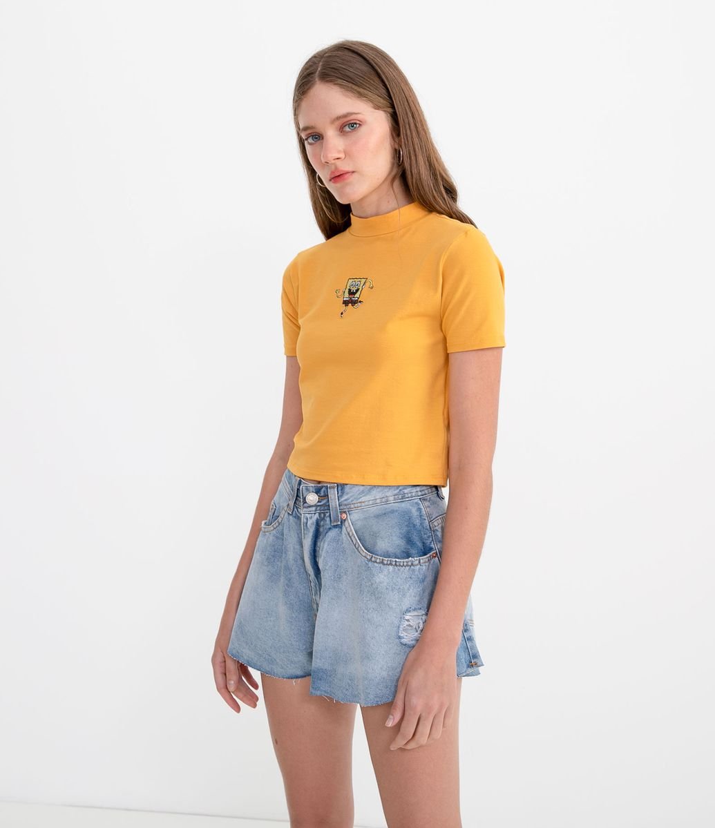 blusa cropped bob esponja