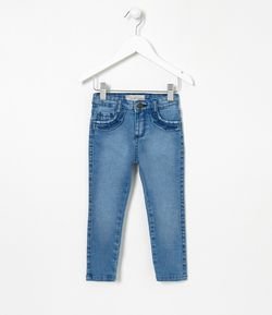 Calça Jeans Infantil com Babado no Bolso - Tam 1 a 5 anos
