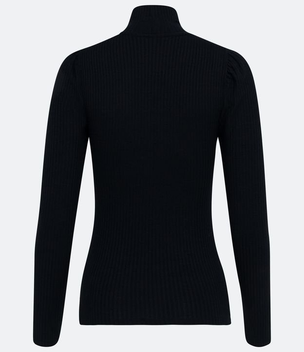 Blusa Lisa Manga Larga Abullonada Negro 6