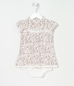 Vestido Infantil Floral com Calcinha - Tam 0 a 18 meses