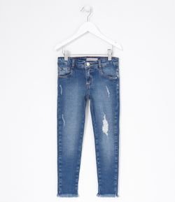 Pantalón Jeans Infantil Liso con Terminación Gastada - Talle 5 a 14 años 
