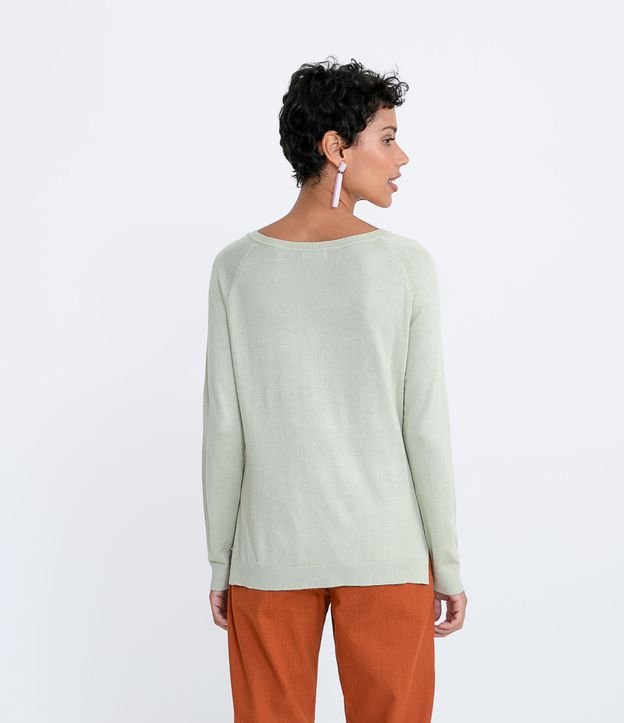 Suéter Gola V em Tricô Sem Estampa | Marfinno | Verde | P