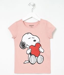Camiseta Infantil Estampa Snoopy - Tam 5 a 14 anos