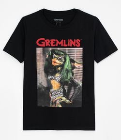 Camiseta Manga Curta com Estampa Gremlins