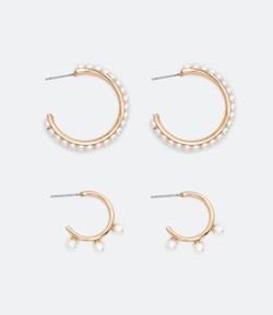 Kit 2 Argolas com Pérolas 