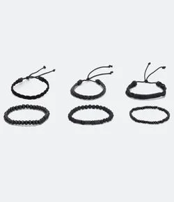 Kit 6 Pulseiras Masculinas Trançadas e com Bolinhas