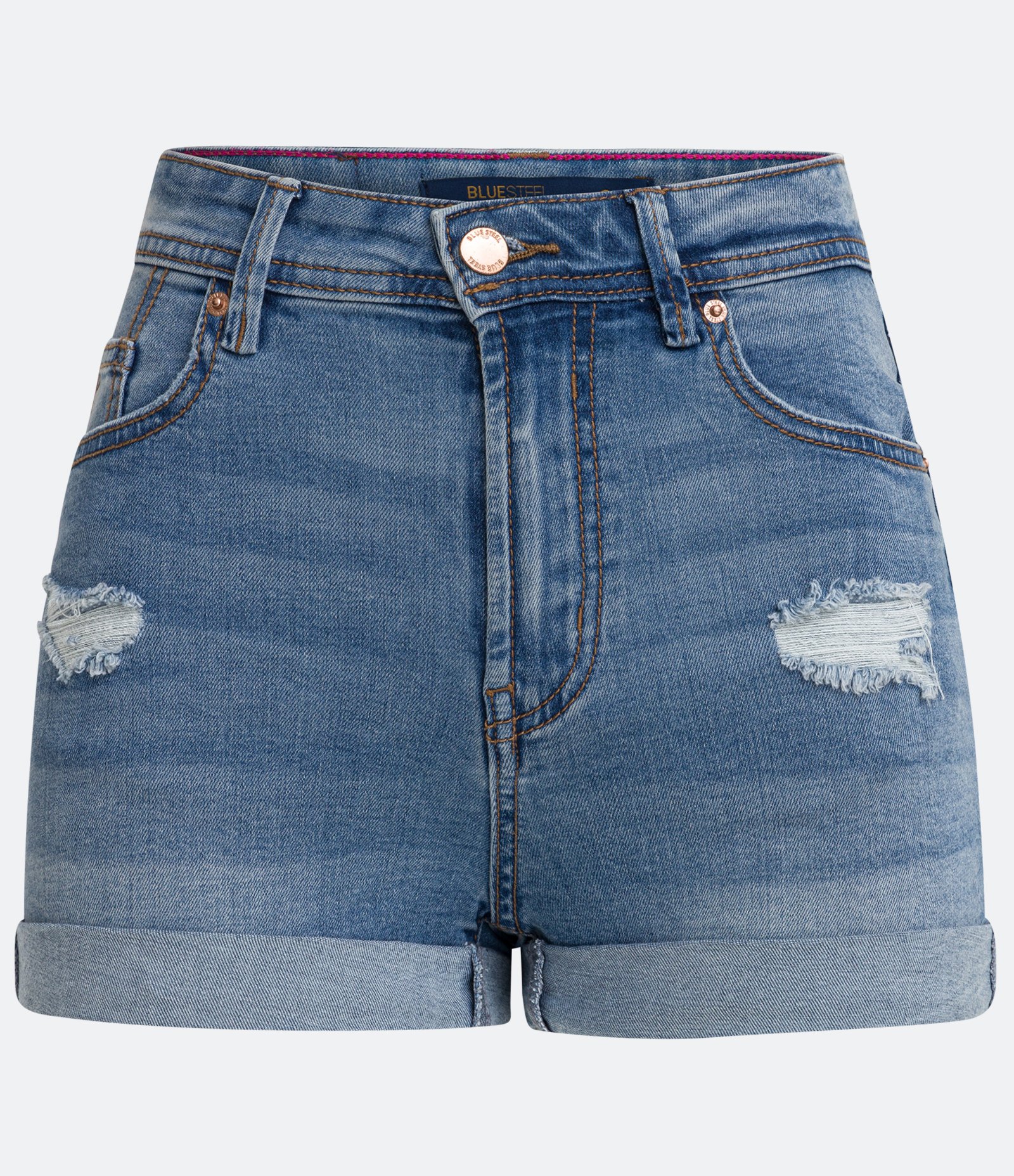 Short Hot Pants em Jeans com Rasgos e Puídos Azul 6
