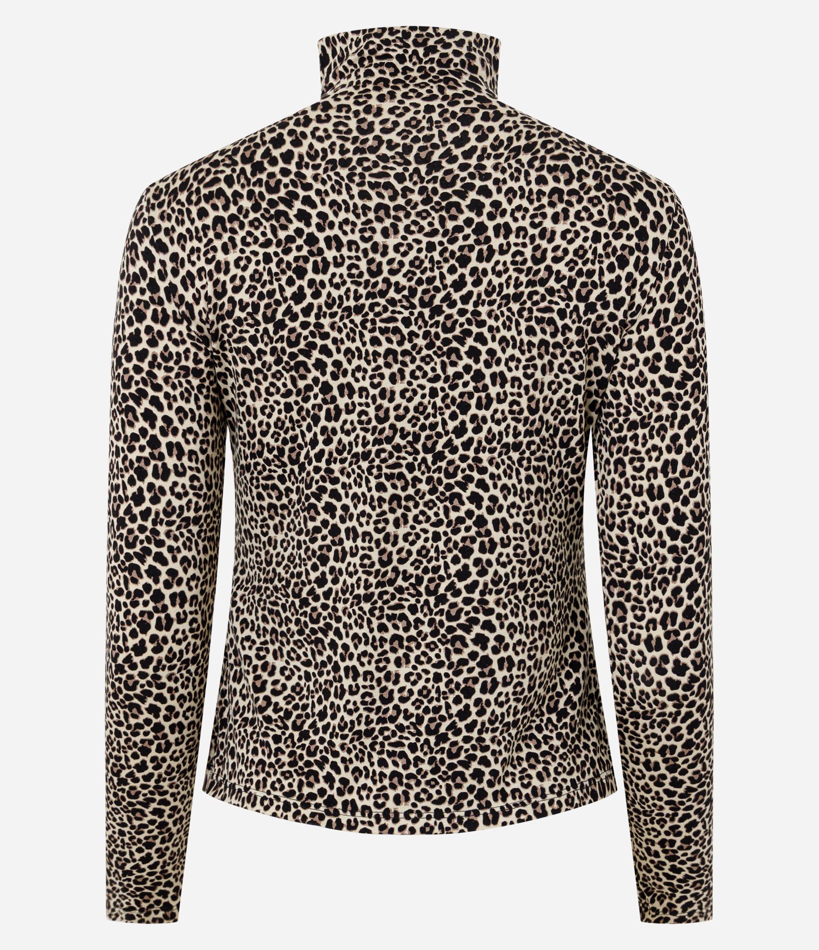 Blusa em Meia Malha com Gola Alta e Estampa Animal Print Bege 2
