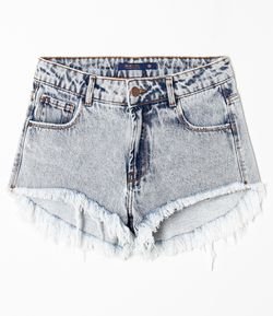Short Jeans Marmorizado com Barra Arredondado