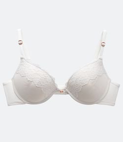 Sutiã Push Up em Microfibra Texturizada com Renda