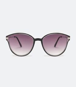 Óculos de Sol Redondo com Detalhe Frontal e Lentes Fume