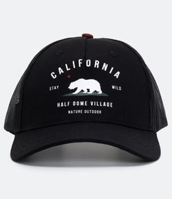 Boné Trucker com Estampa de Urso e Lettering California