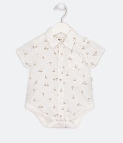 Body Camisa Infantil Estampa de Coqueiros - Tam 0 a 18 meses