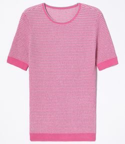 Blusa Manga Curta em Tricô com Fio Metalizado