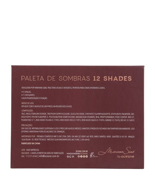 Paleta de Sombras Mariana Saad By Océane 12 Shades 12 Shades 3