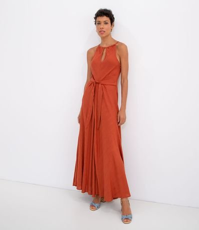 vestido laranja renner