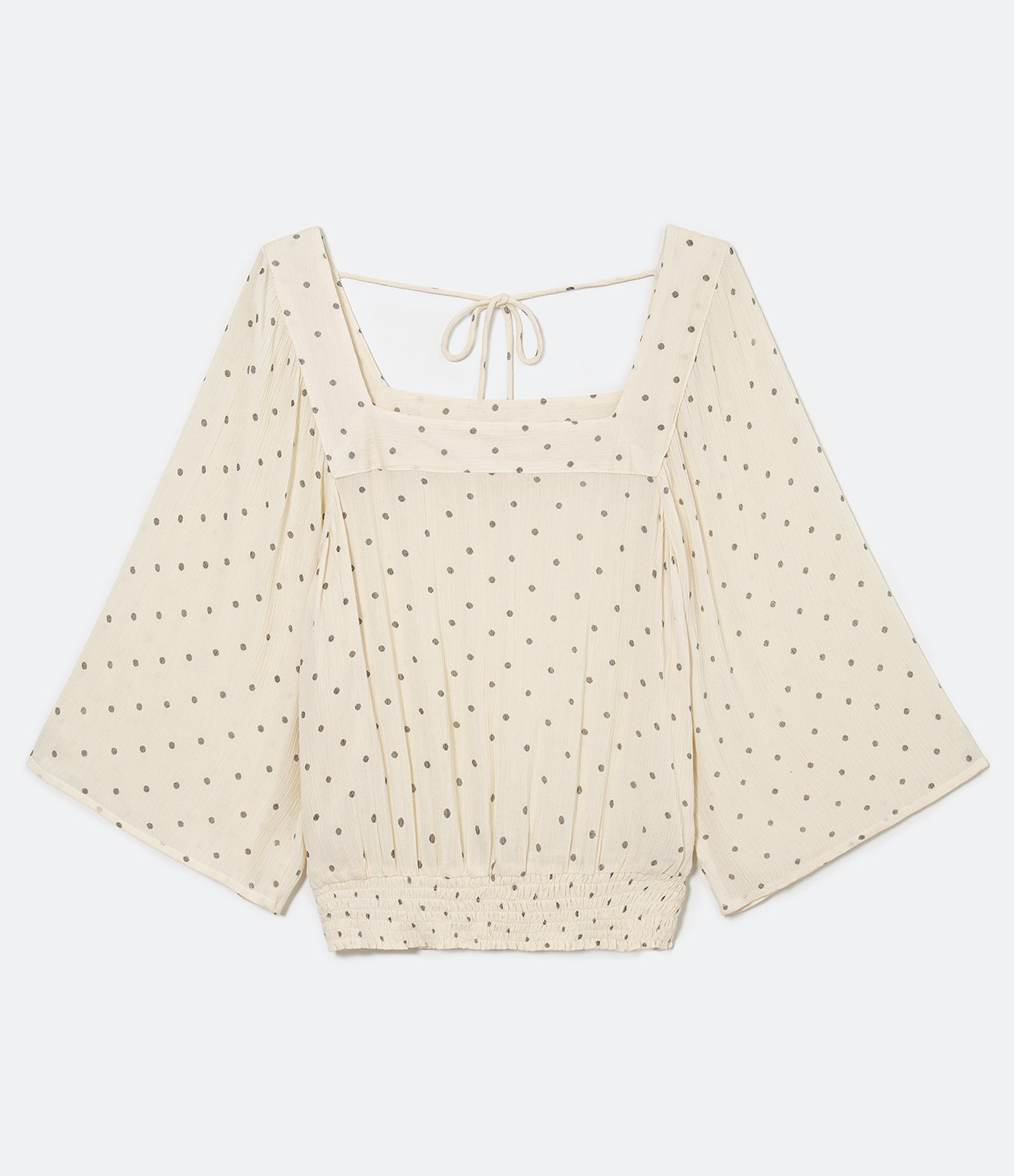 Blusa Manga 3/4 Ampla em Viscose Estampa Poá 1