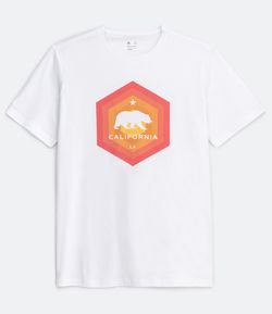 Camiseta Manga Curta Estampa Urso California Exágono