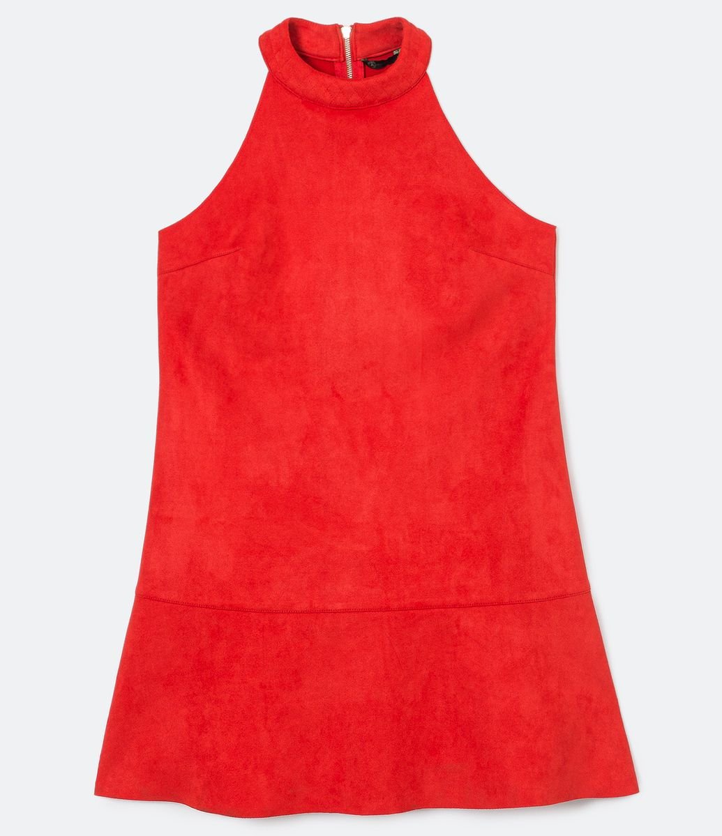 vestido camurça vermelho