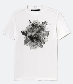 Camiseta em Algodão com Estampa Cidade Explosão