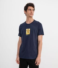 Camiseta Slim em Algodão Manga Curta com Estampa Girassóis Van Gogh