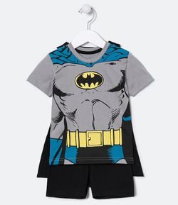 Pijama Infantil Estampa Batman com Capa - Tam 2 ao 8