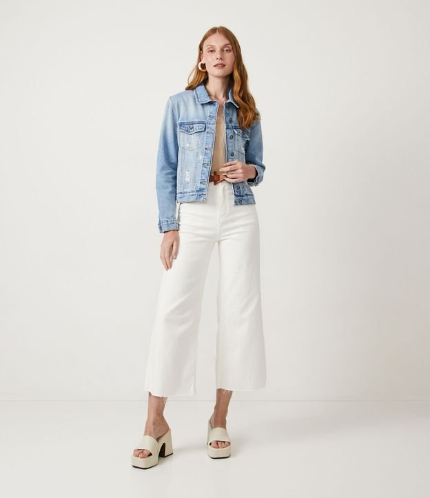 Jaqueta em Jeans com Mini Puídos Azul 2