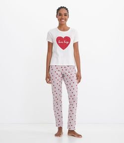Pijama Manga Curta com Calça Estampa Estampa Bear Hubs