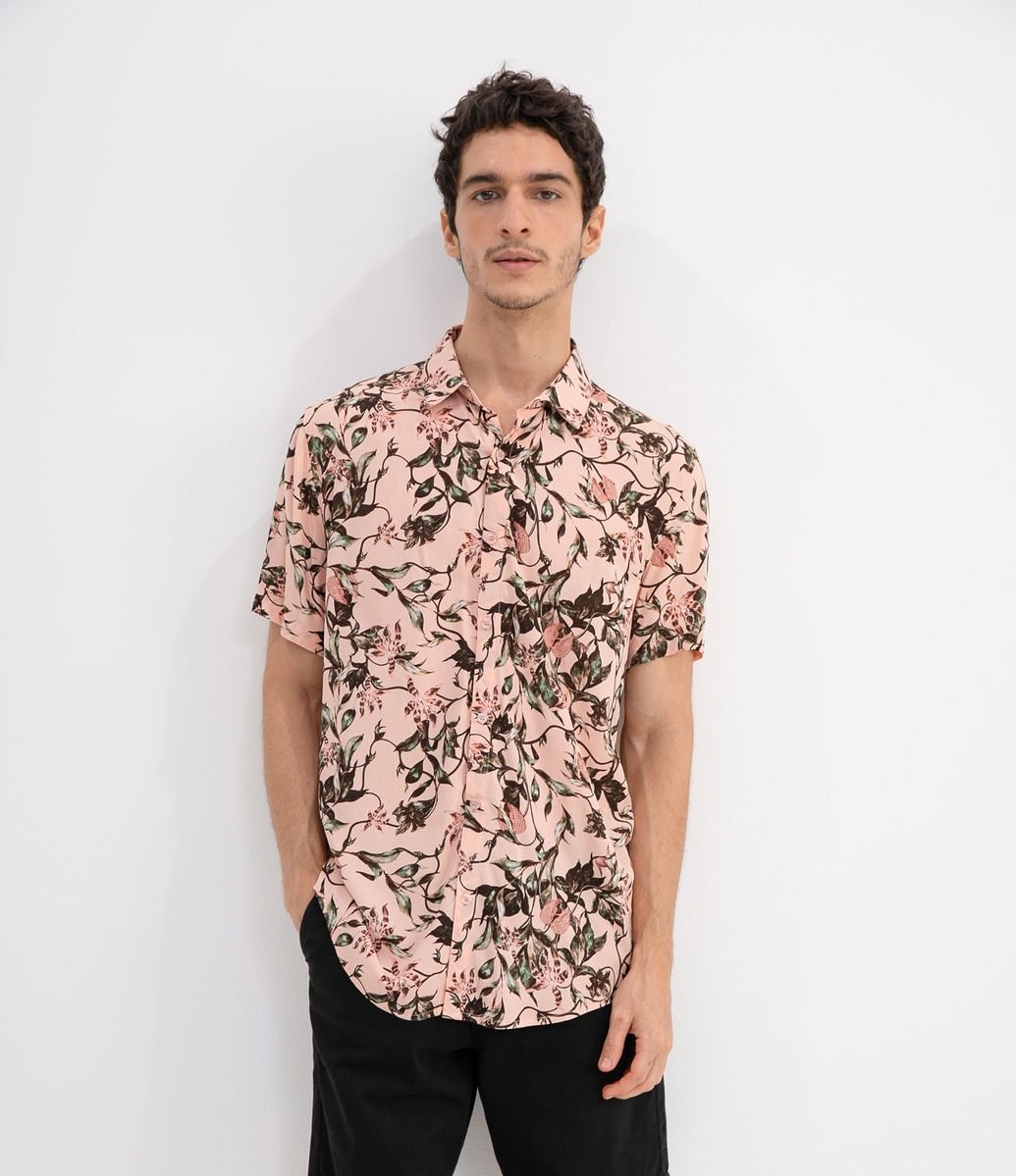 camisa de manga curta estampada