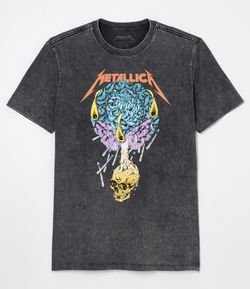 Camiseta Manga Curta Estampa Metallica Marmorizada