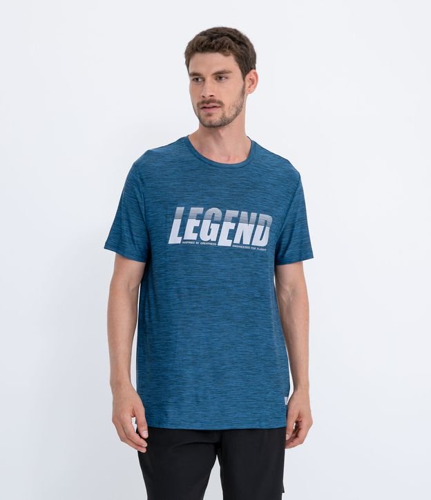 Camiseta Manga Curta Esportiva com Lettering Refletivo e Proteção UV