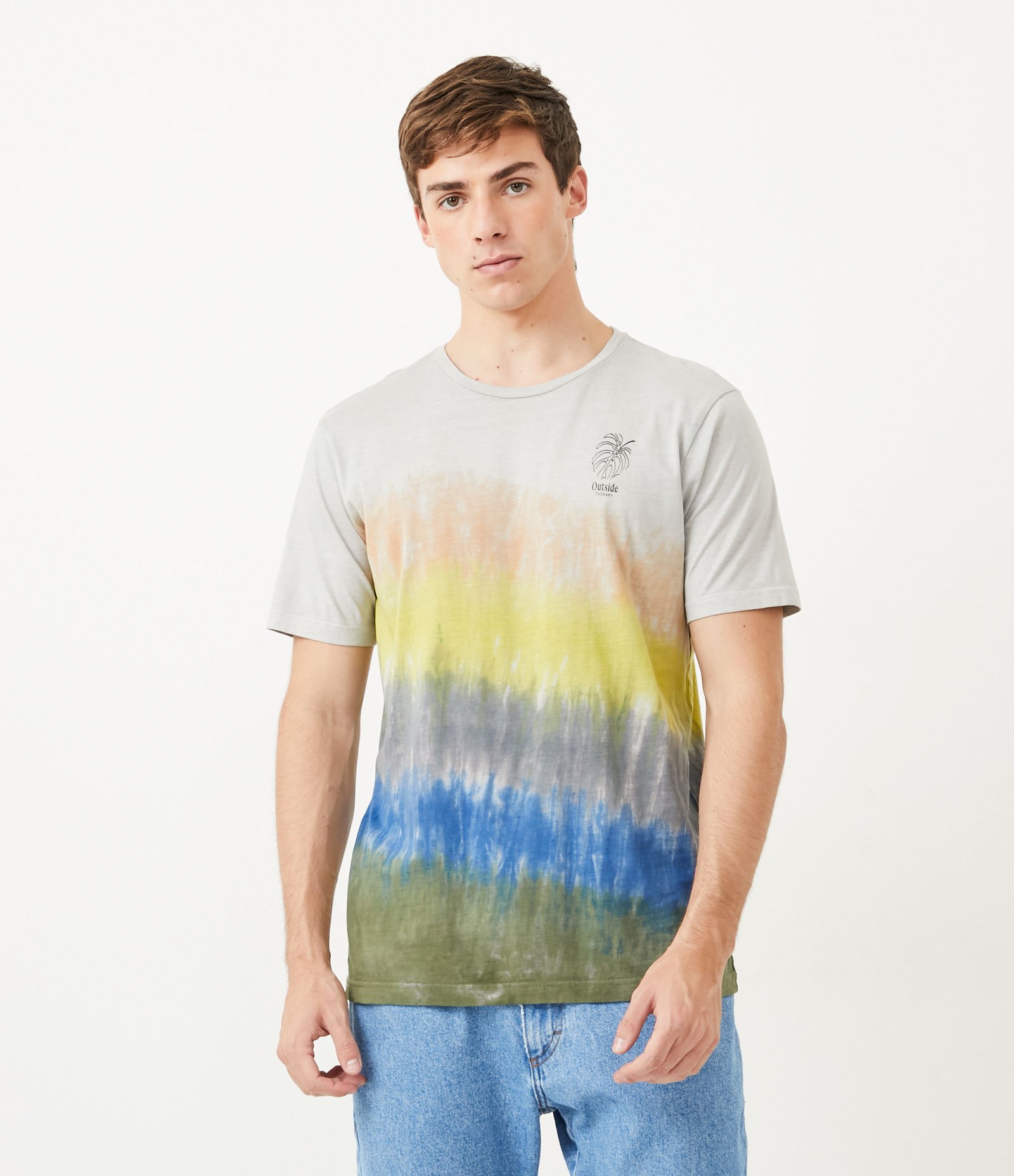 Camiseta em Meia Malha com Estampa Tie Dye Branco 1