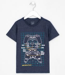 Camiseta Infantil Estampa Controle de Vídeo Game - Tam 5 a 14 anos