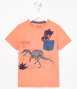 Camiseta Infantil Esqueleto Dino - Tam 5 a 14 anos