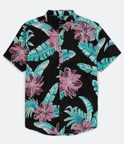 Camisa Regular em Voal com Estampa Floral