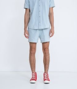 Bermuda Jeans  Listrada com Amarração