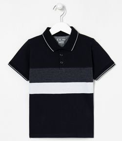 Camiseta Infantil Polo Mini Me com Listras - Tam 5 a 14 anos