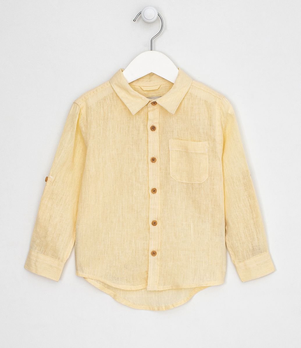 Camisa Infantil Linho com Bolso - Tam 1 a 5 anos Amarelo - Renner