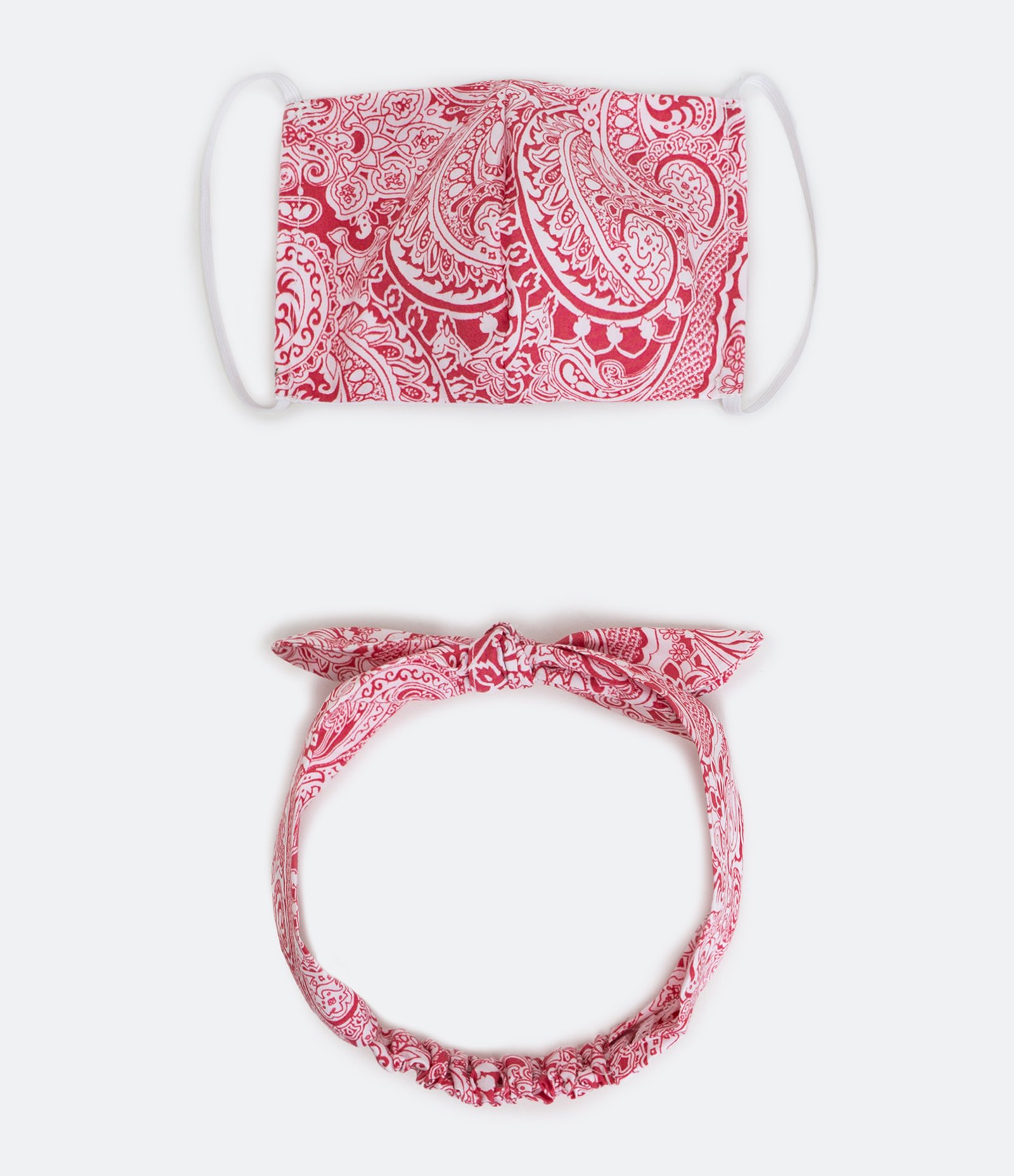 Máscara de Tecido Infantil com Acessório de Cabelo - Tam PP ao P Vermelho 2