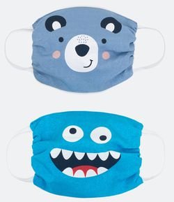 Kit com 2 Máscaras de Tecido Infantil com Estampadas