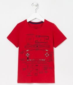 Camiseta Infantil Estampa de Game - Tam 5 a 14 anos