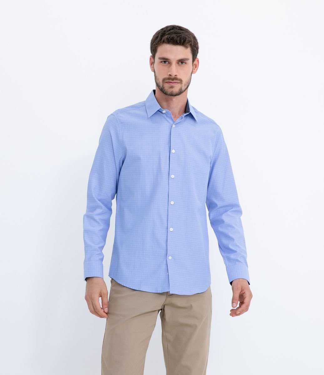 Camisa slim fit em viscose xadrez