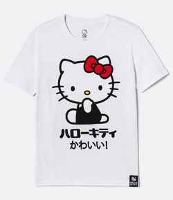 Blusa Manga Curta em Algodão Estampa Hello Kitty