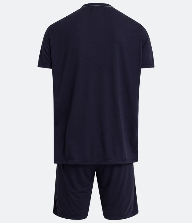 Pijama Corto Básico Escote en V Azul 6