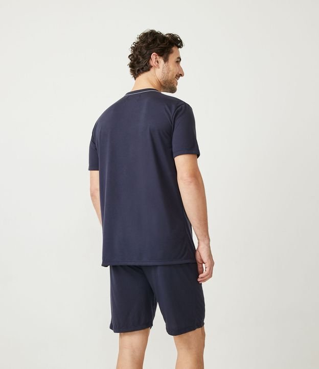 Pijama Corto Básico Escote en V Azul 2