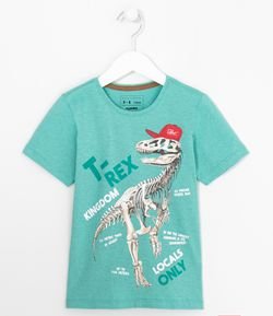 Camiseta Infantil Estampa Dinossauro em Esqueleto - Tam 5 a 14 anos