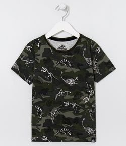 Camiseta Infanti Camuflado Dinossauros - Tam 5 a 14 Anos